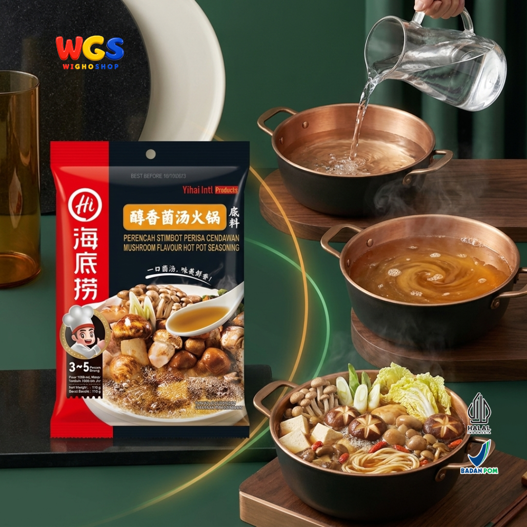 Haidilao Mushroom Flavour Hot Pot Seasoning 110g - Bumbu Kuah Kaldu Jamur Instan Soup Base Shabu Suki Stimbot 3-5 Orang
