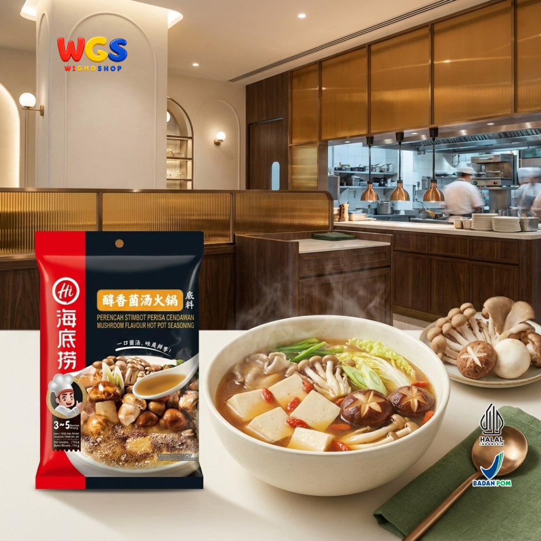 Haidilao Mushroom Flavour Hot Pot Seasoning 110g - Bumbu Kuah Kaldu Jamur Instan Soup Base Shabu Suki Stimbot 3-5 Orang