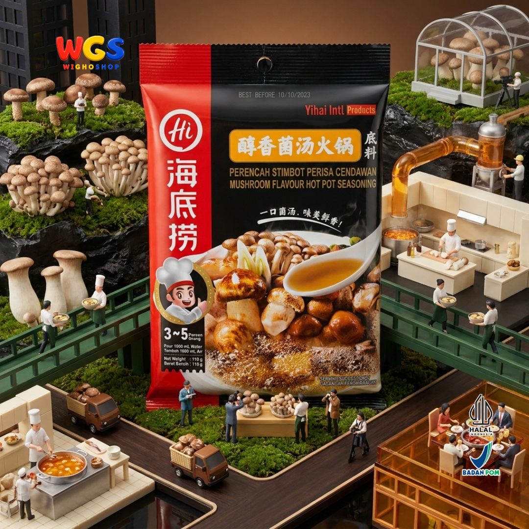 Haidilao Mushroom Flavour Hot Pot Seasoning 110g - Bumbu Kuah Kaldu Jamur Instan Soup Base Shabu Suki Stimbot 3-5 Orang