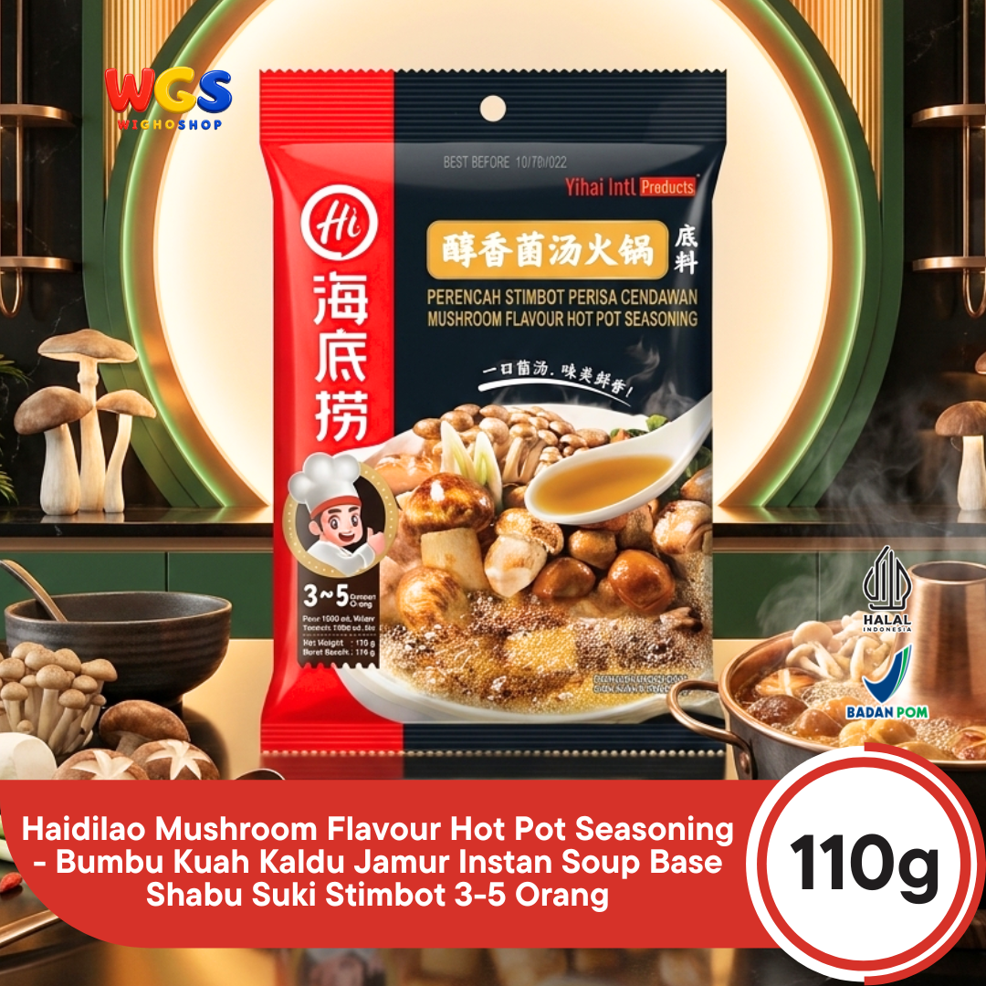Haidilao Mushroom Flavour Hot Pot Seasoning 110g - Bumbu Kuah Kaldu Jamur Instan Soup Base Shabu Suki Stimbot 3-5 Orang