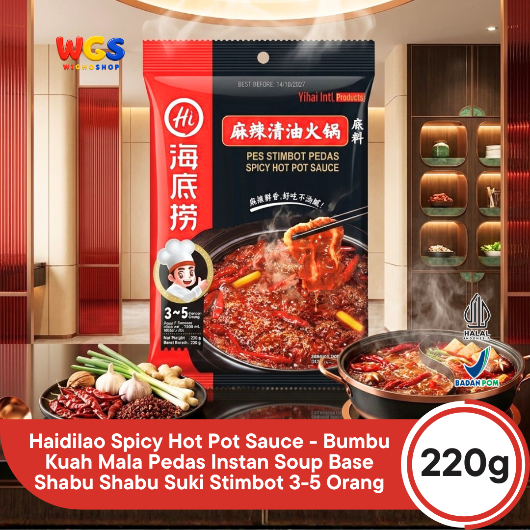 Haidilao Spicy Hot Pot Sauce 220g - Bumbu Kuah Mala Pedas Instan Soup Base Shabu Shabu Suki Stimbot 3-5 Orang