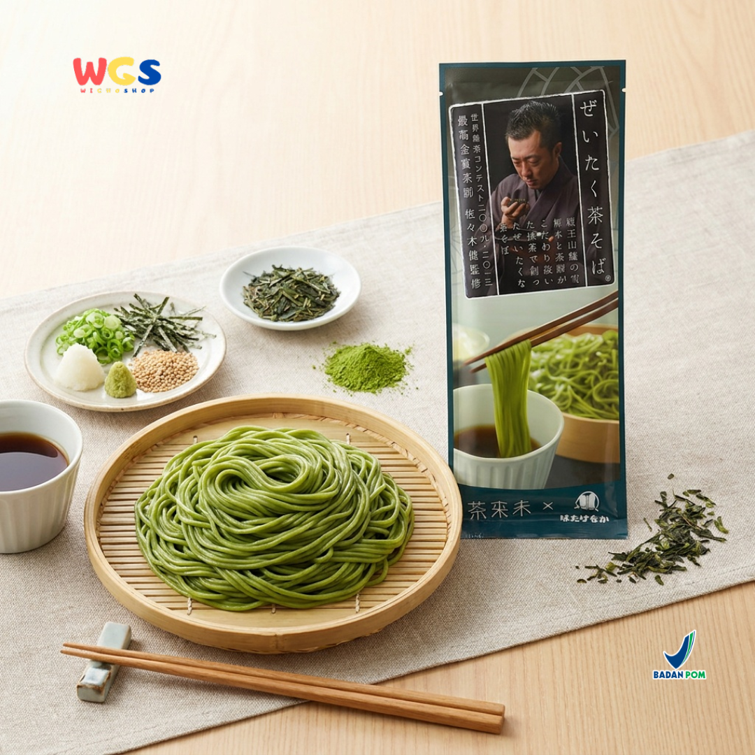 Hatakenaka Uji Cha Soba 200g - Mie Soba Matcha Jepang Kering Green Tea Noodle Zaru Soba Kuah Dingin Sup