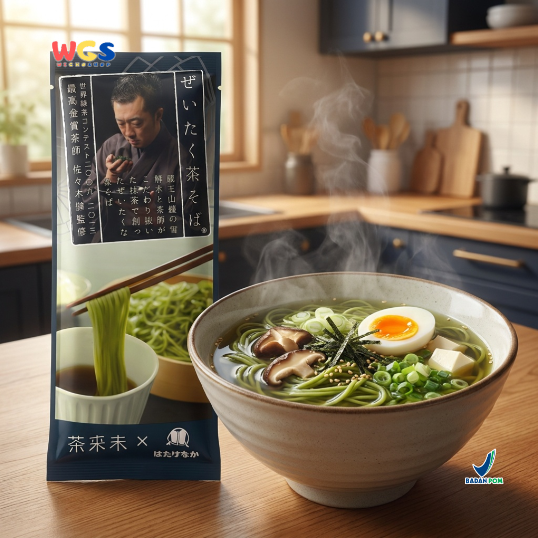 Hatakenaka Uji Cha Soba 200g - Mie Soba Matcha Jepang Kering Green Tea Noodle Zaru Soba Kuah Dingin Sup