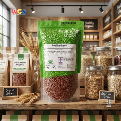 Healthy Choice Beras Merah Organik 1kg - Organic Red Rice Beras Sehat Halal untuk Diet