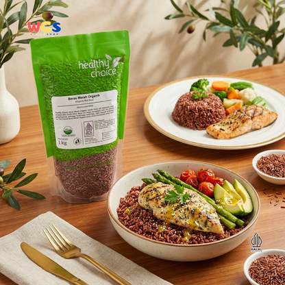 Healthy Choice Beras Merah Organik 1kg - Organic Red Rice Beras Sehat Halal untuk Diet