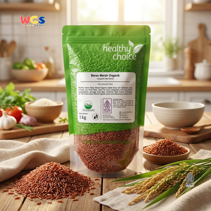 Healthy Choice Beras Merah Organik 1kg - Organic Red Rice Beras Sehat Halal untuk Diet