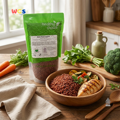 Healthy Choice Beras Merah Organik 1kg - Organic Red Rice Beras Sehat Halal untuk Diet