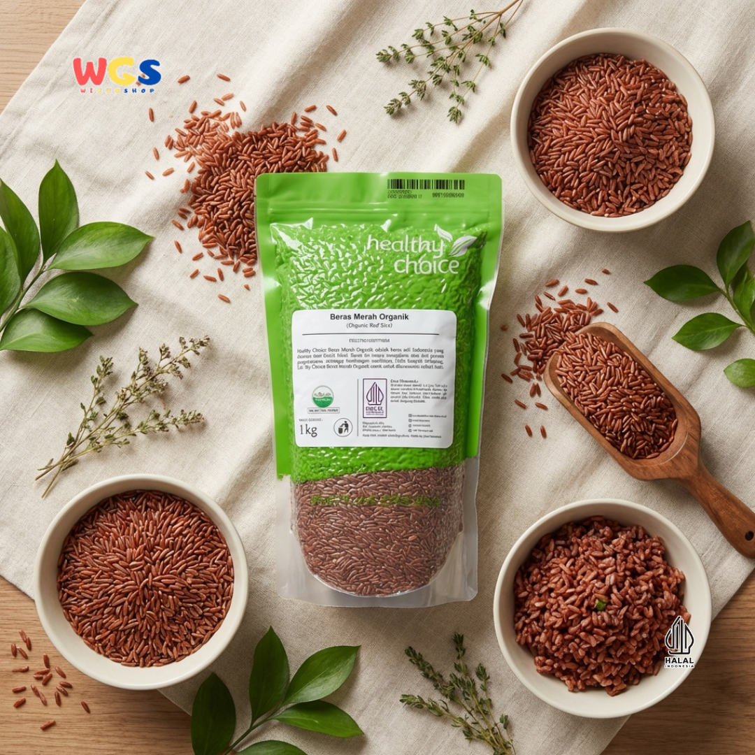Healthy Choice Beras Merah Organik 1kg - Organic Red Rice Beras Sehat Halal untuk Diet