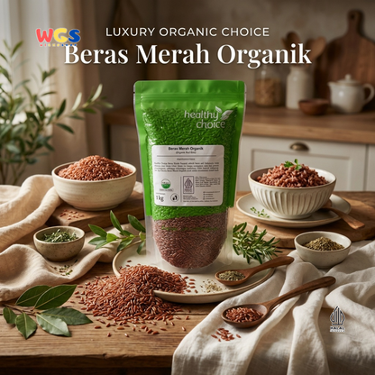 Healthy Choice Beras Merah Organik 1kg - Organic Red Rice Beras Sehat Halal untuk Diet