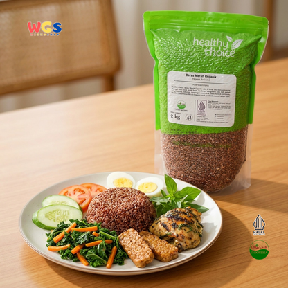 Healthy Choice Beras Merah Organik 2kg - Organic Red Rice Indonesia untuk Nasi Sehat
