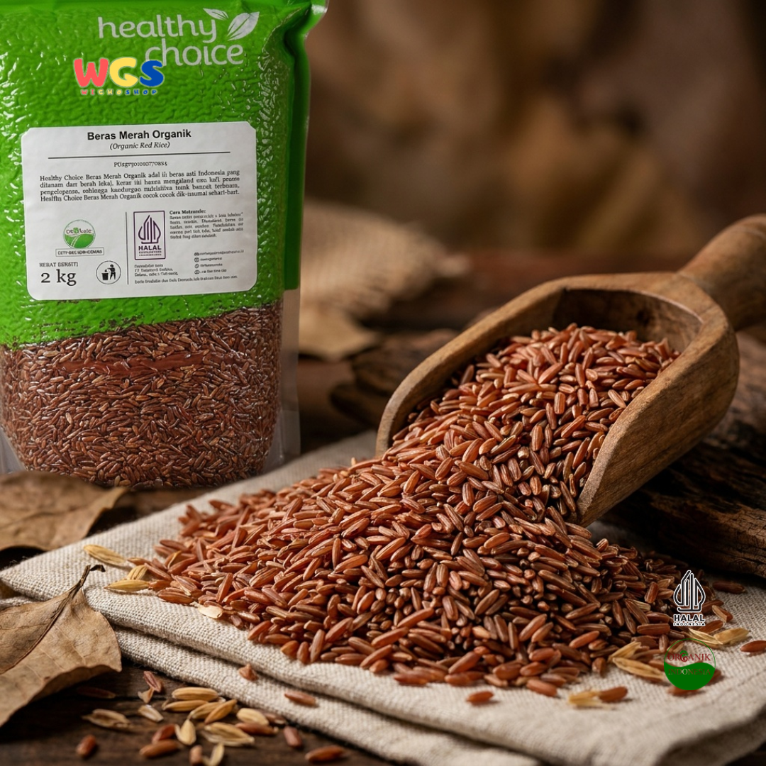 Healthy Choice Beras Merah Organik 2kg - Organic Red Rice Indonesia untuk Nasi Sehat