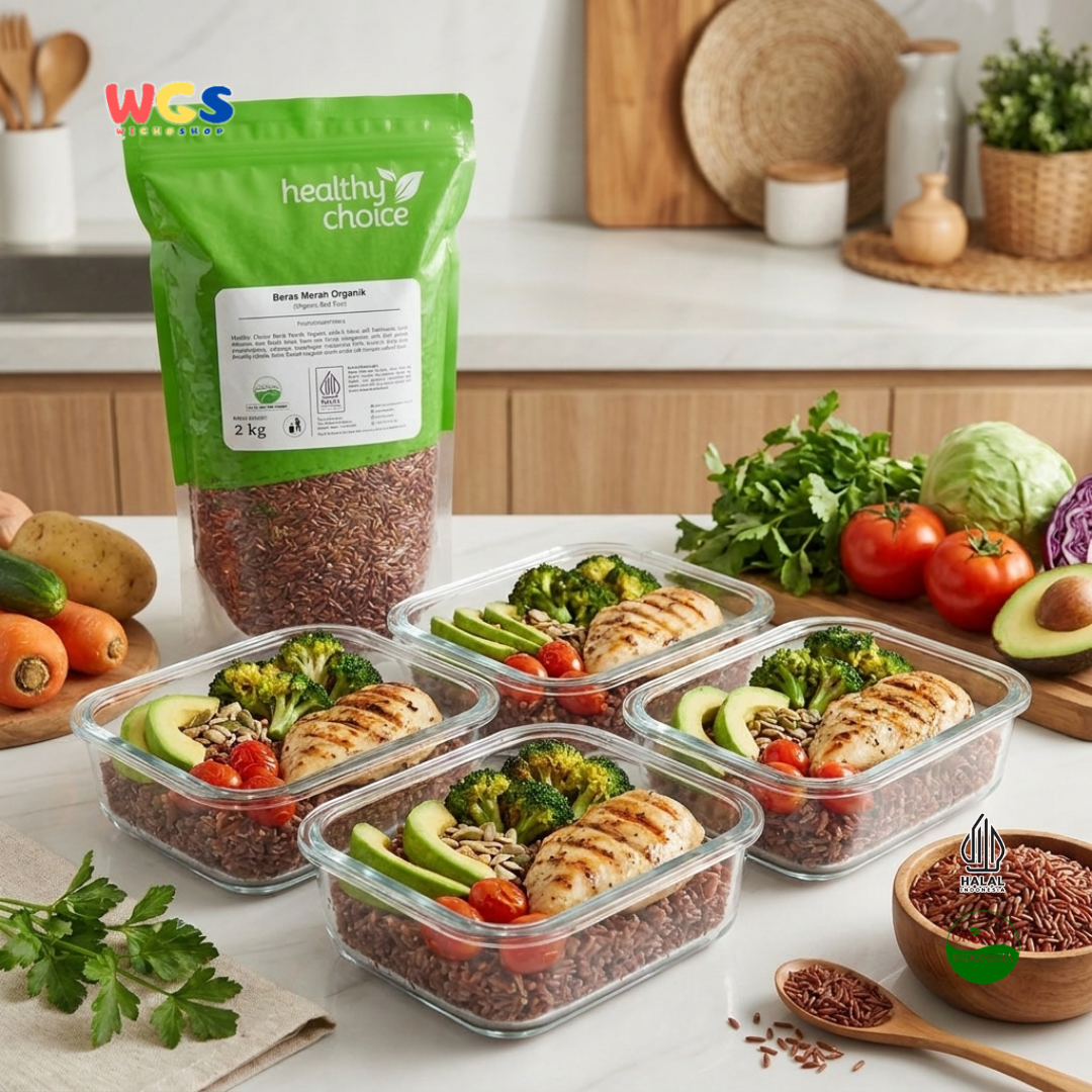 Healthy Choice Beras Merah Organik 2kg - Organic Red Rice Indonesia untuk Nasi Sehat
