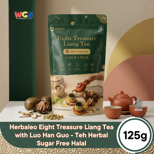 Herbaleo Eight Treasure Liang Tea with Luo Han Guo 125g - Teh Herbal Sugar Free Halal