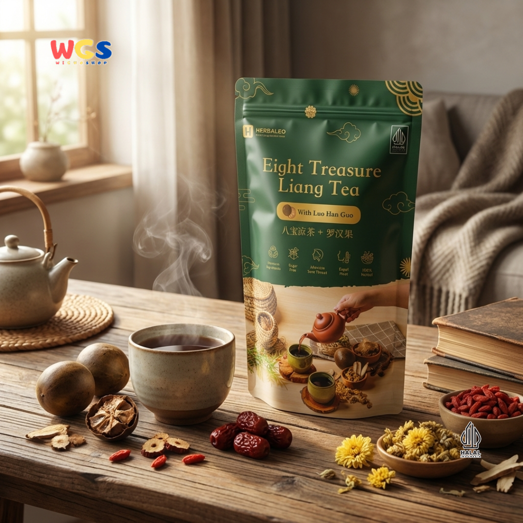 Herbaleo Eight Treasure Liang Tea with Luo Han Guo 125g - Teh Herbal Sugar Free Halal
