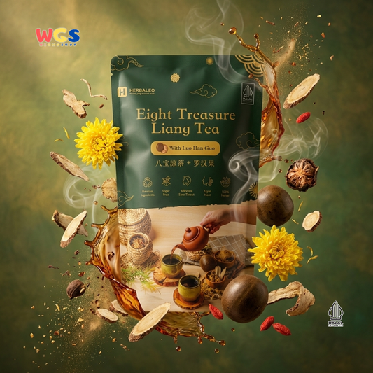 Herbaleo Eight Treasure Liang Tea with Luo Han Guo 125g - Teh Herbal Sugar Free Halal