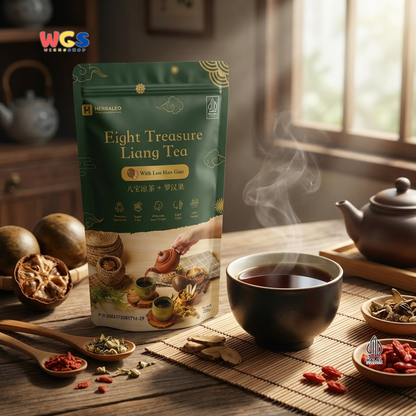 Herbaleo Eight Treasure Liang Tea with Luo Han Guo 125g - Teh Herbal Sugar Free Halal