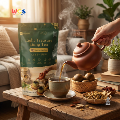 Herbaleo Eight Treasure Liang Tea with Luo Han Guo 125g - Teh Herbal Sugar Free Halal
