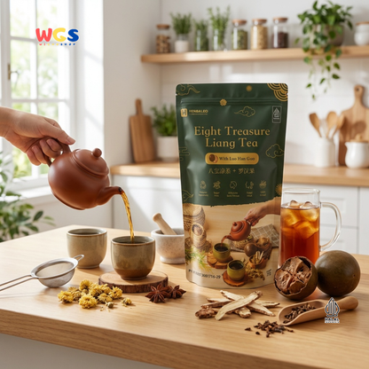 Herbaleo Eight Treasure Liang Tea with Luo Han Guo 125g - Teh Herbal Sugar Free Halal