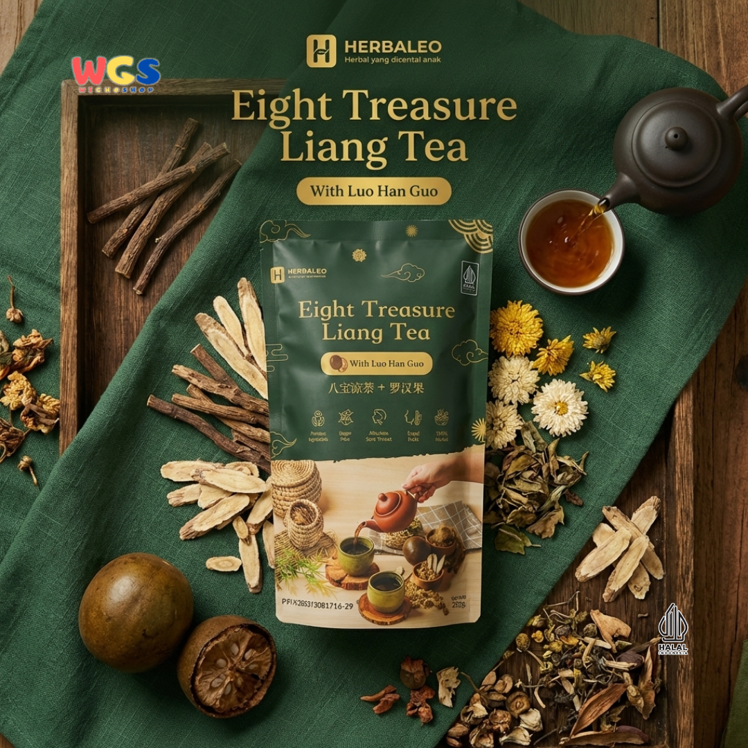 Herbaleo Eight Treasure Liang Tea with Luo Han Guo 125g - Teh Herbal Sugar Free Halal