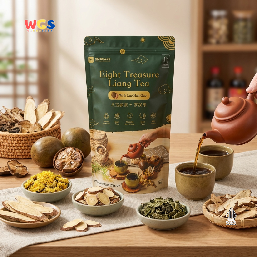 Herbaleo Eight Treasure Liang Tea with Luo Han Guo 125g - Teh Herbal Sugar Free Halal