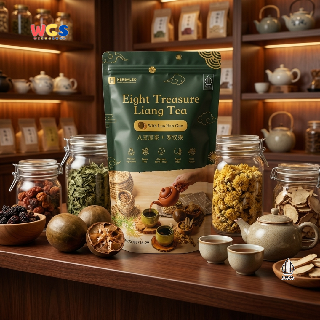 Herbaleo Eight Treasure Liang Tea with Luo Han Guo 125g - Teh Herbal Sugar Free Halal