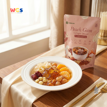 Herbaleo Peach Gum Collagen Dessert With Tangerine 165g - Dessert Herbal Halal