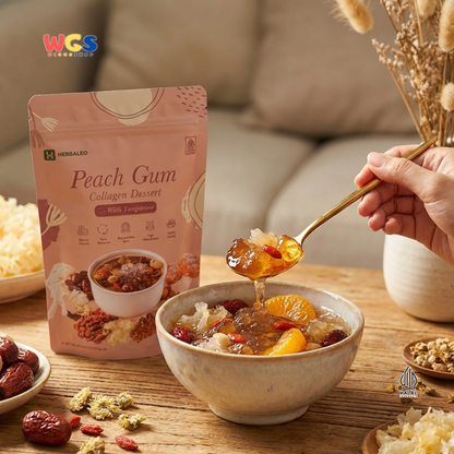 Herbaleo Peach Gum Collagen Dessert With Tangerine 165g - Dessert Herbal Halal