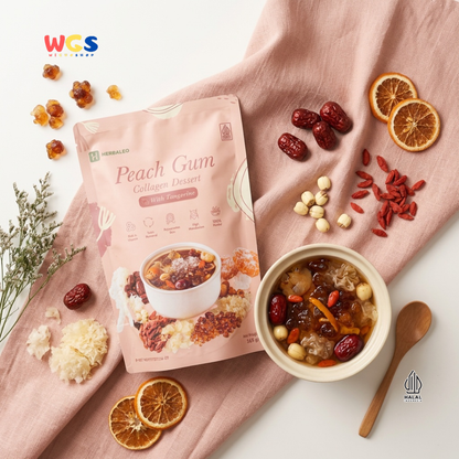 Herbaleo Peach Gum Collagen Dessert With Tangerine 165g - Dessert Herbal Halal