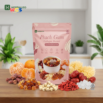 Herbaleo Peach Gum Collagen Dessert With Tangerine 165g - Dessert Herbal Halal