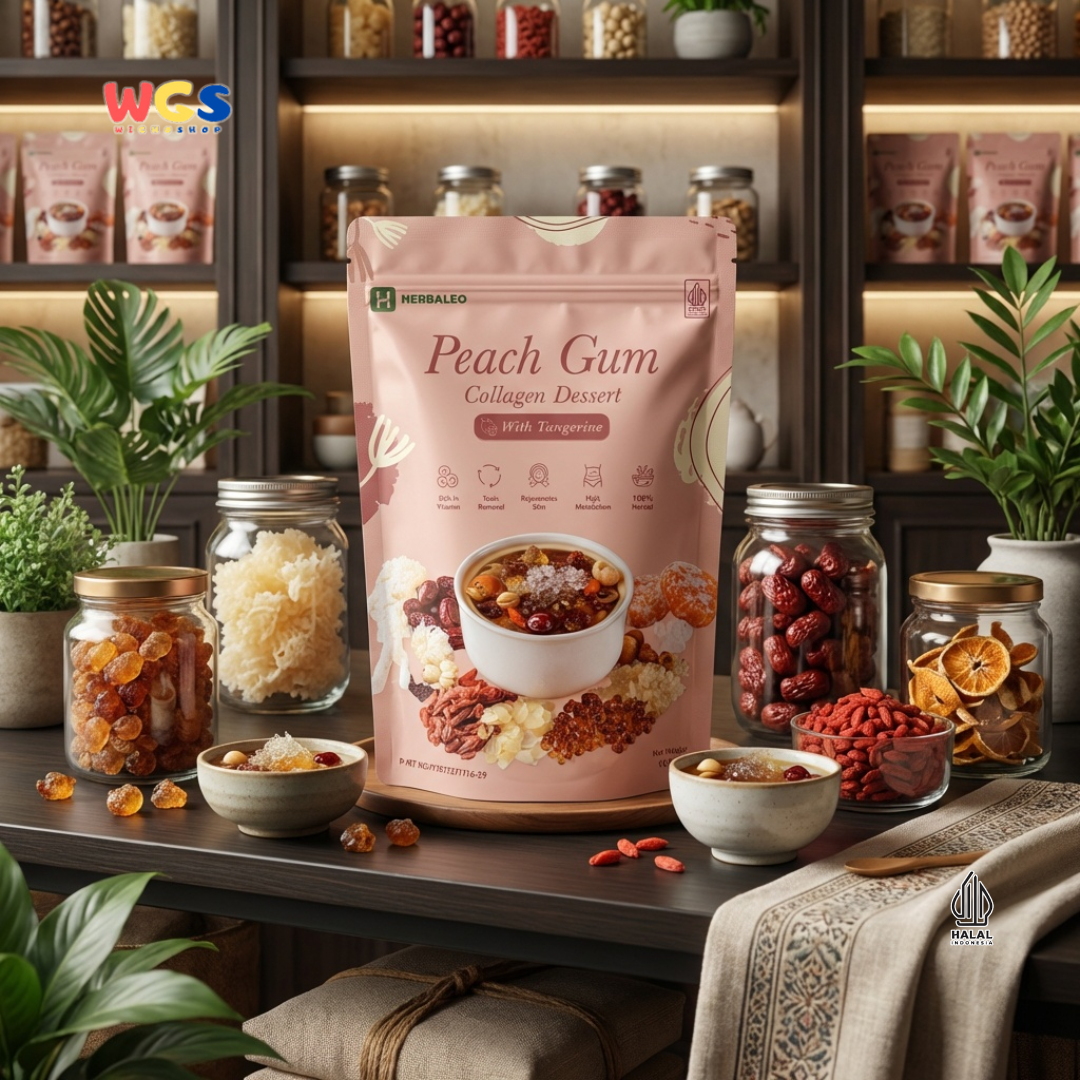 Herbaleo Peach Gum Collagen Dessert With Tangerine 165g - Dessert Herbal Halal
