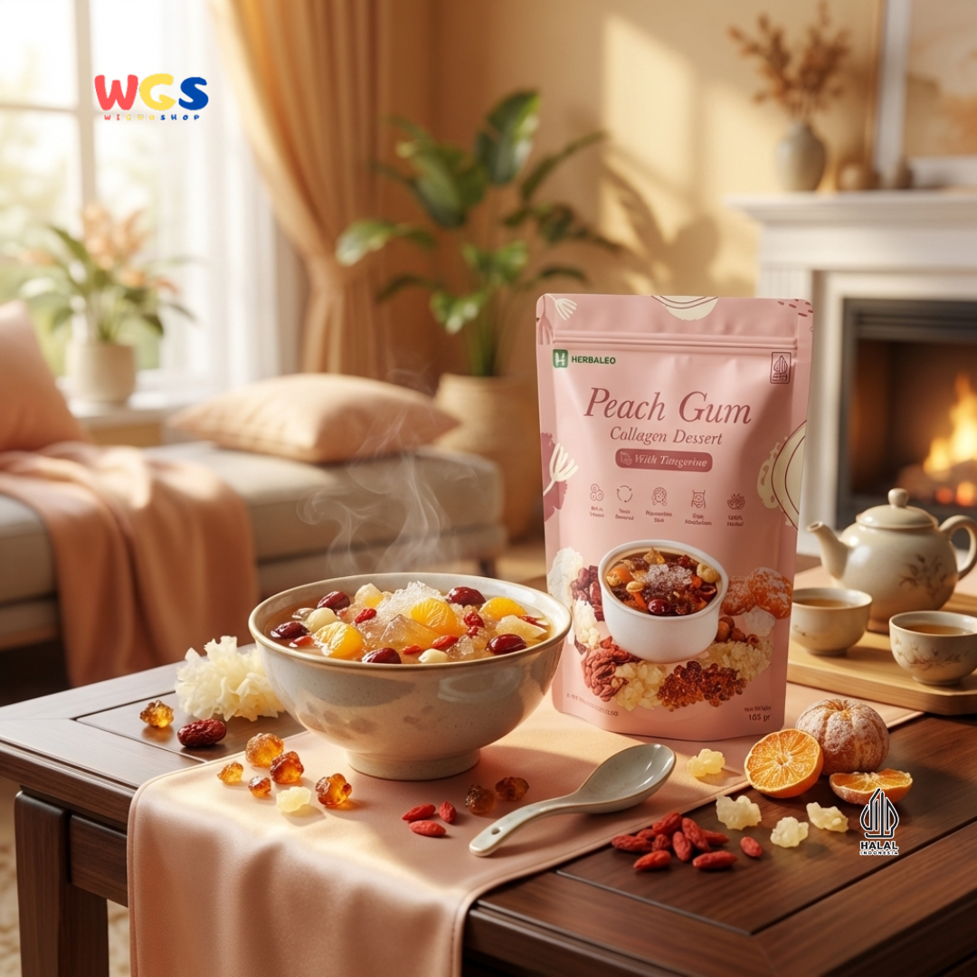 Herbaleo Peach Gum Collagen Dessert With Tangerine 165g - Dessert Herbal Halal