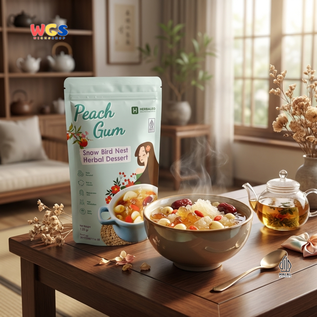 Herbaleo Peach Gum Snow Bird Nest Herbal Dessert 125g - Dessert Herbal Halal Siap Masak