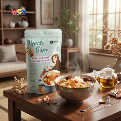 Herbaleo Peach Gum Snow Bird Nest Herbal Dessert 125g - Dessert Herbal Halal Siap Masak
