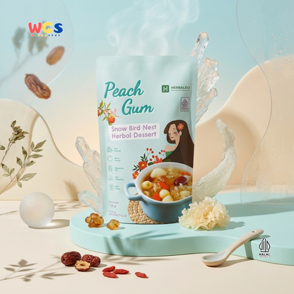 Herbaleo Peach Gum Snow Bird Nest Herbal Dessert 125g - Dessert Herbal Halal Siap Masak