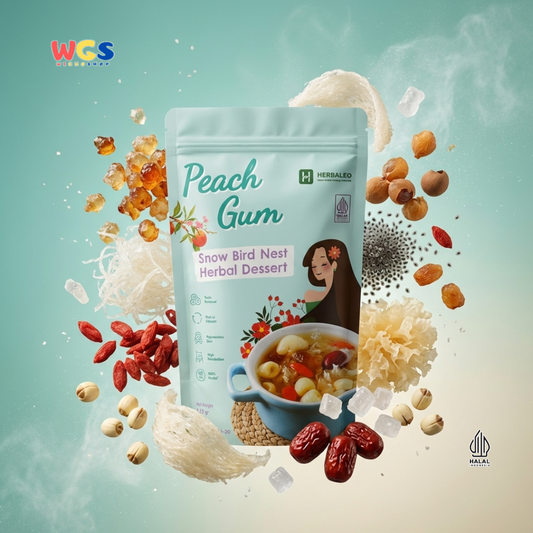 Herbaleo Peach Gum Snow Bird Nest Herbal Dessert 125g - Dessert Herbal Halal Siap Masak
