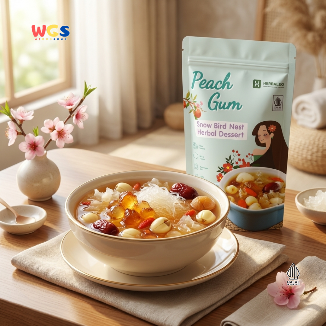 Herbaleo Peach Gum Snow Bird Nest Herbal Dessert 125g - Dessert Herbal Halal Siap Masak