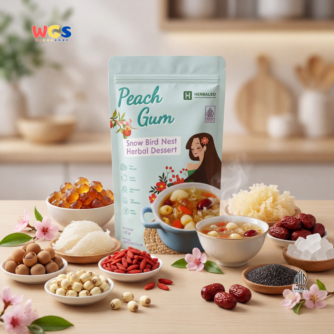 Herbaleo Peach Gum Snow Bird Nest Herbal Dessert 125g - Dessert Herbal Halal Siap Masak