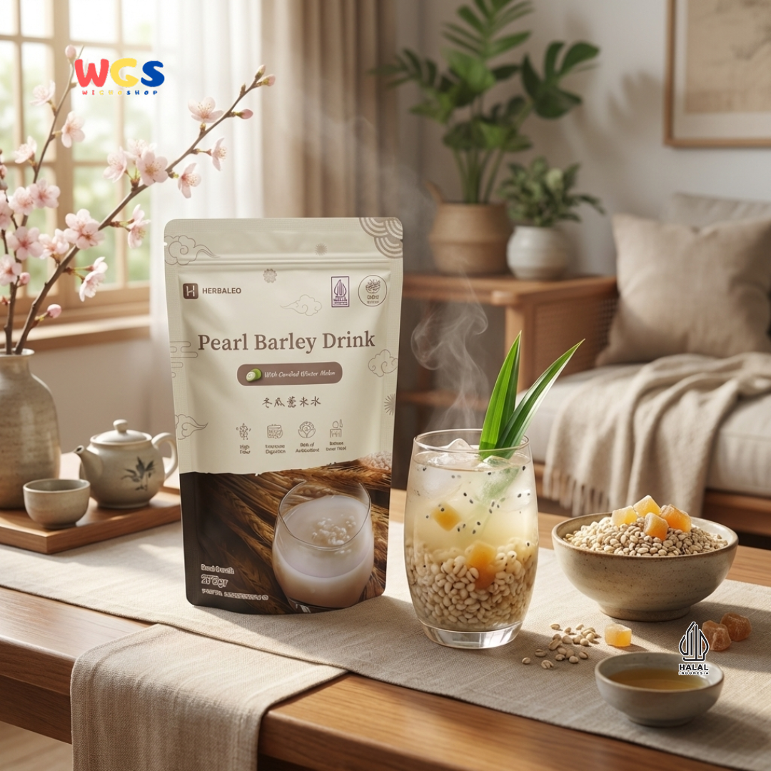 Herbaleo Pearl Barley Drink 275g - Minuman Barli Herbal dengan Manisan Buah Kundur Halal
