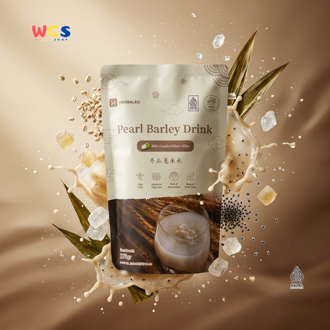 Herbaleo Pearl Barley Drink 275g - Minuman Barli Herbal dengan Manisan Buah Kundur Halal