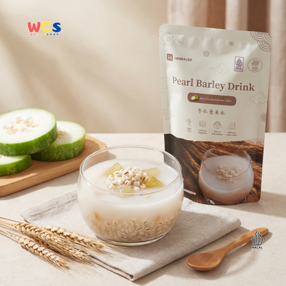 Herbaleo Pearl Barley Drink 275g - Minuman Barli Herbal dengan Manisan Buah Kundur Halal