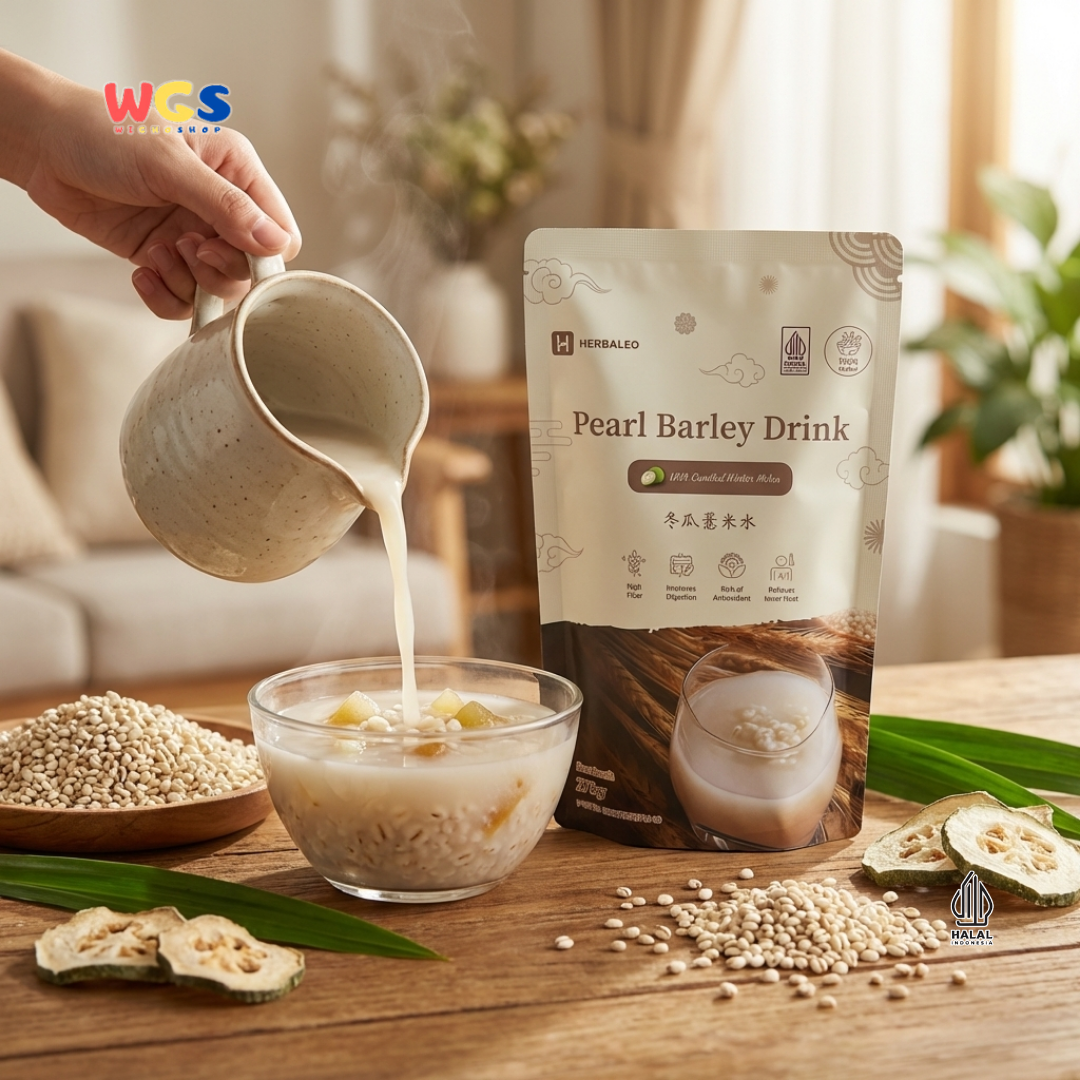 Herbaleo Pearl Barley Drink 275g - Minuman Barli Herbal dengan Manisan Buah Kundur Halal