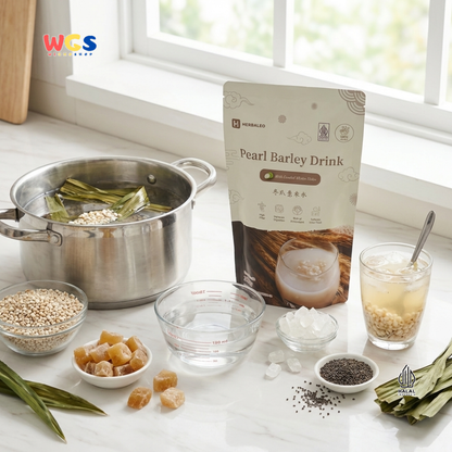 Herbaleo Pearl Barley Drink 275g - Minuman Barli Herbal dengan Manisan Buah Kundur Halal