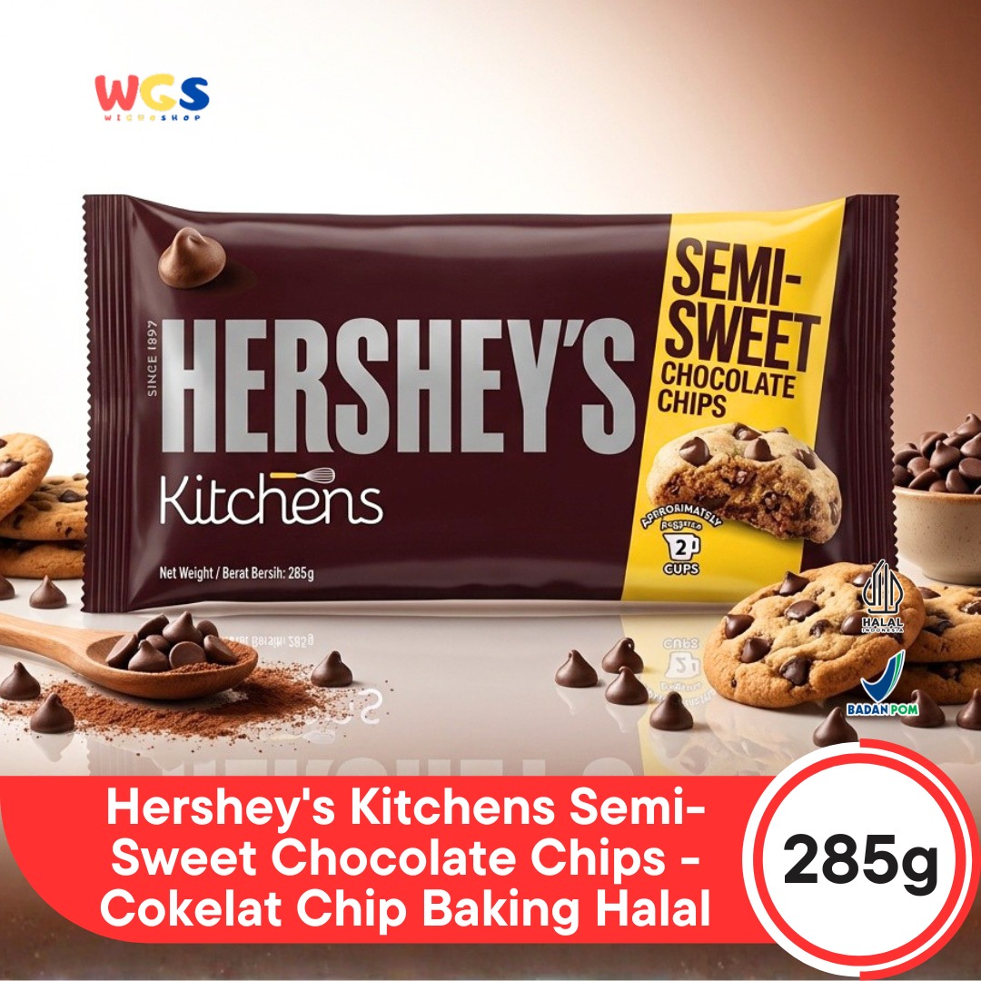 Hershey's Kitchens Semi-Sweet Chocolate Chips 285g - Cokelat Chip Choco Chips Baking Cookies Brownies Cake Muffin Topping Dessert Es Krim Pancake Roti