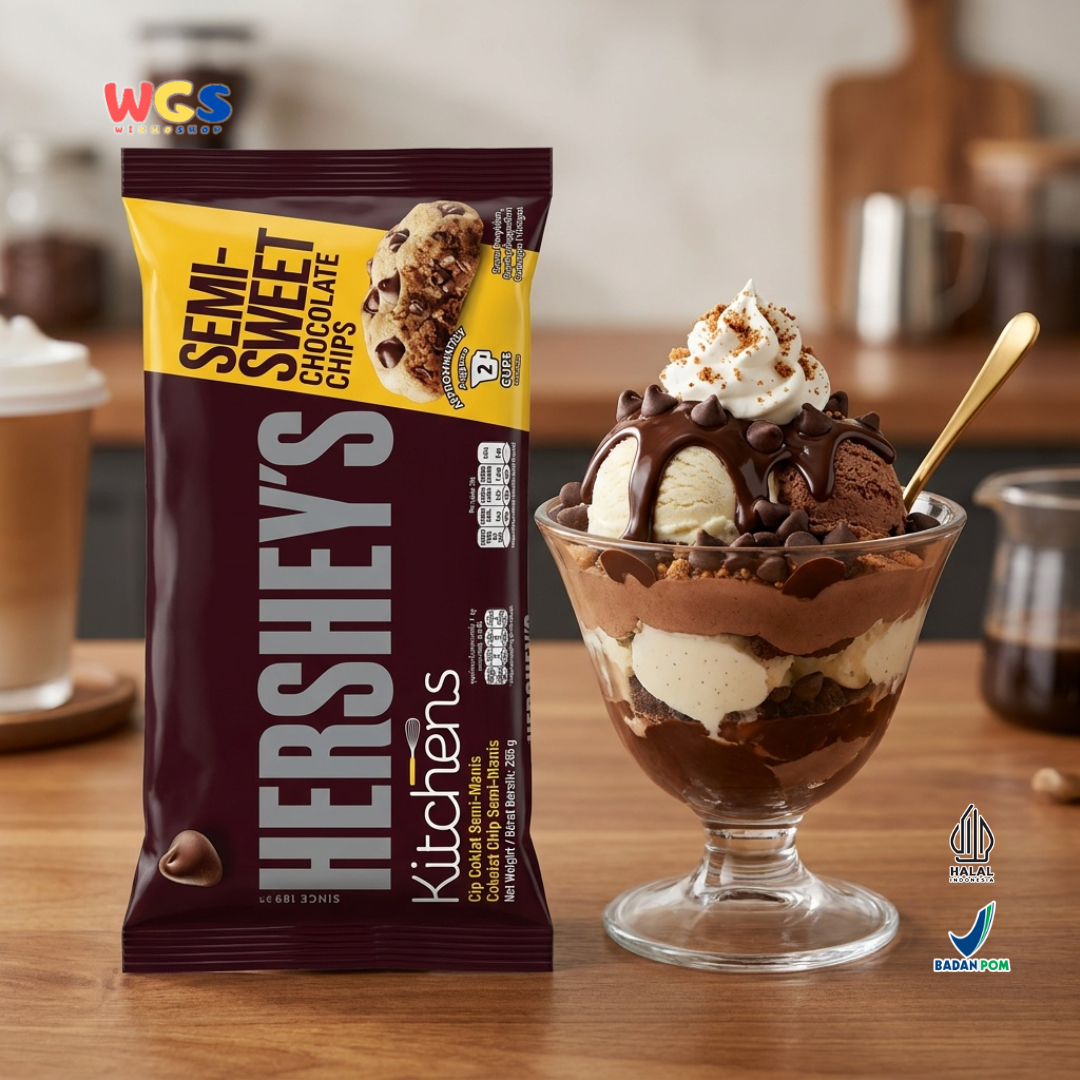Hershey's Kitchens Semi-Sweet Chocolate Chips 285g - Cokelat Chip Choco Chips Baking Cookies Brownies Cake Muffin Topping Dessert Es Krim Pancake Roti
