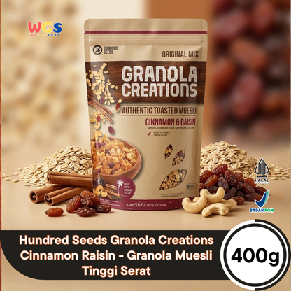 Hundred Seeds Granola Creations Cinnamon Raisin 400g - Granola Muesli Tinggi Serat