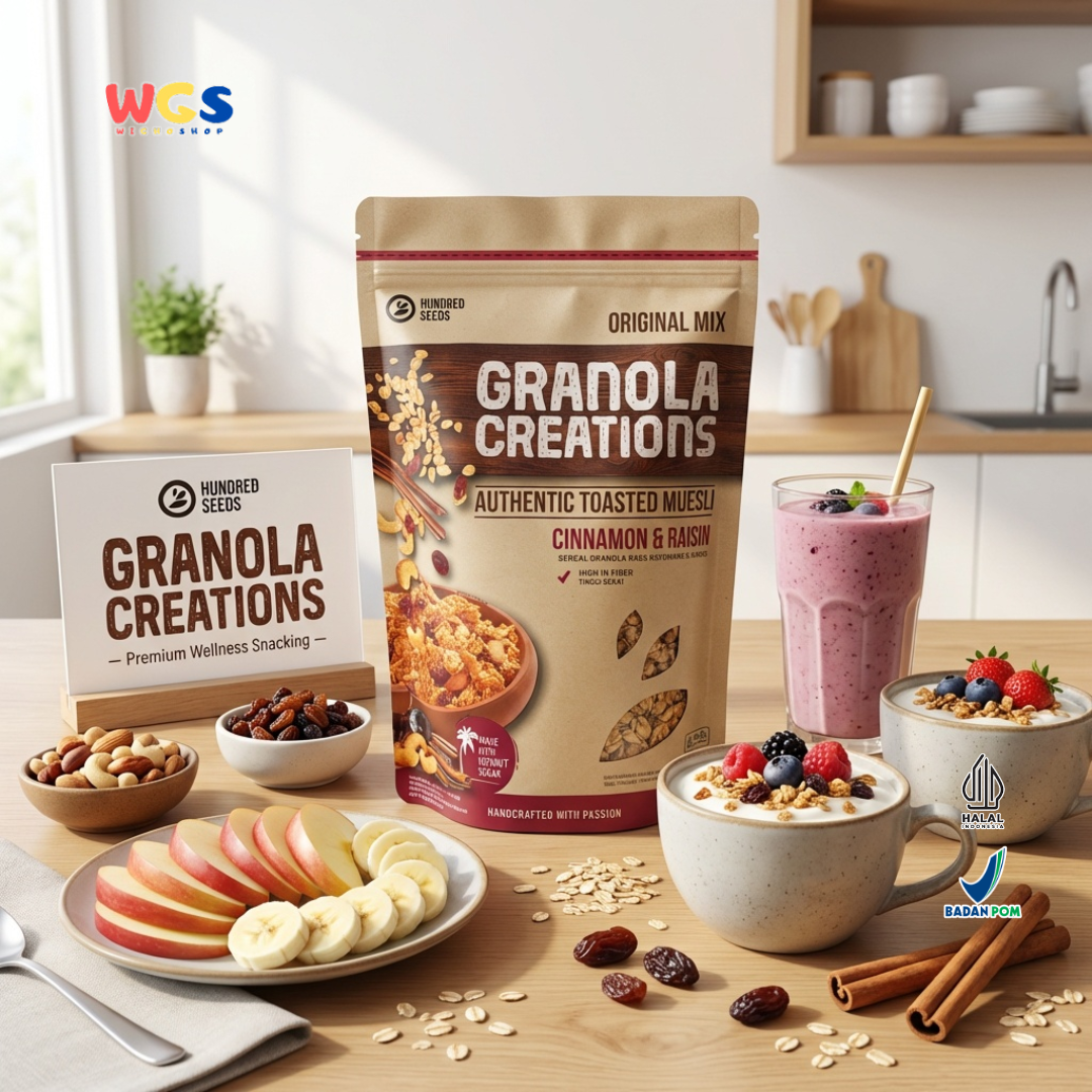 Hundred Seeds Granola Creations Cinnamon Raisin 400g - Granola Muesli Tinggi Serat