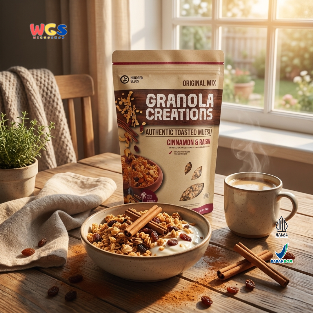 Hundred Seeds Granola Creations Cinnamon Raisin 400g - Granola Muesli Tinggi Serat