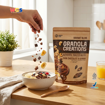 Hundred Seeds Granola Creations Dark Chocolate Banana 400g - Granola Muesli Tinggi Serat