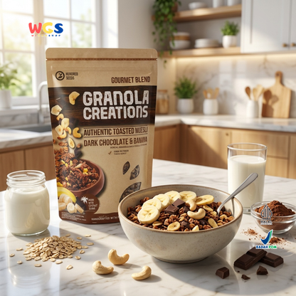 Hundred Seeds Granola Creations Dark Chocolate Banana 400g - Granola Muesli Tinggi Serat