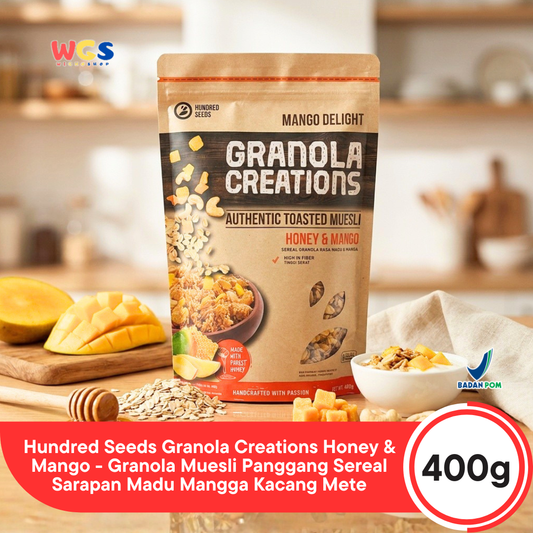 Hundred Seeds Granola Creations Honey & Mango 400g - Mango Delight Toasted Muesli Sereal Oat Sarapan Tinggi Serat